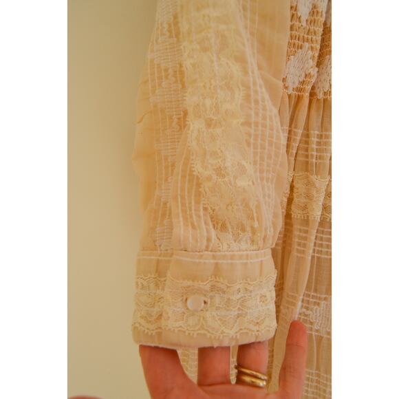 Vintage High Neck Lace Long Sleeve Lace Dress Size Medium - Picture 5 of 7